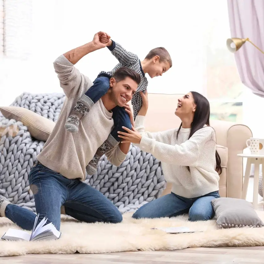 image of a happy family in a room