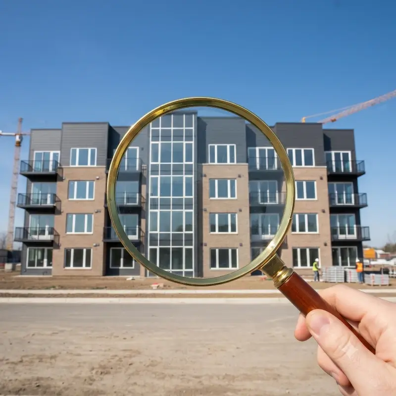 Image for a multi unit inspection with a building and a mangifier