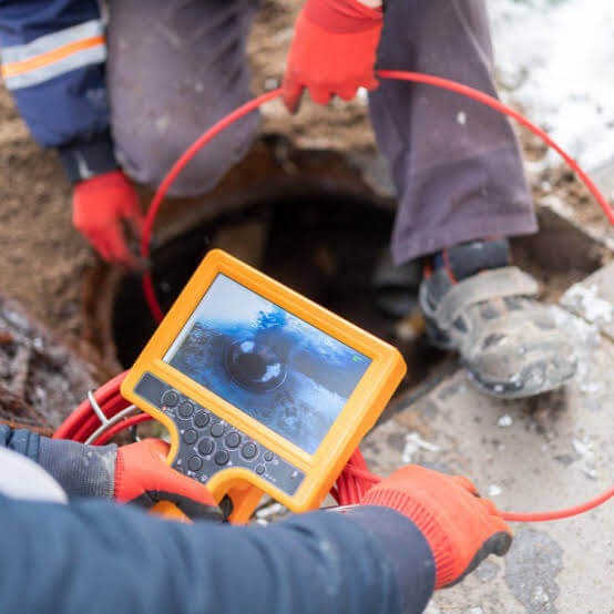 image of an inspector doing a sewer scope inspection